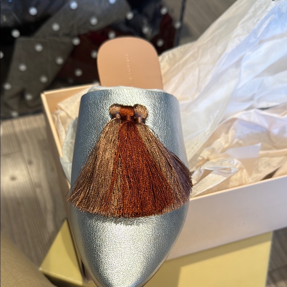 Silver Tassel Women's Mules